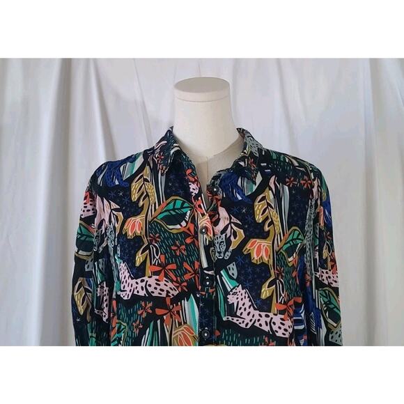 Anthropologie Maeve Masha Volnova Jungle Daydream Carmiel Button Down Shirt US 4 - Picture 5 of 14